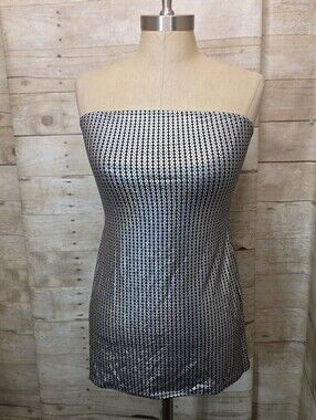 Strapless Sequin Tube Top in Black and Silver